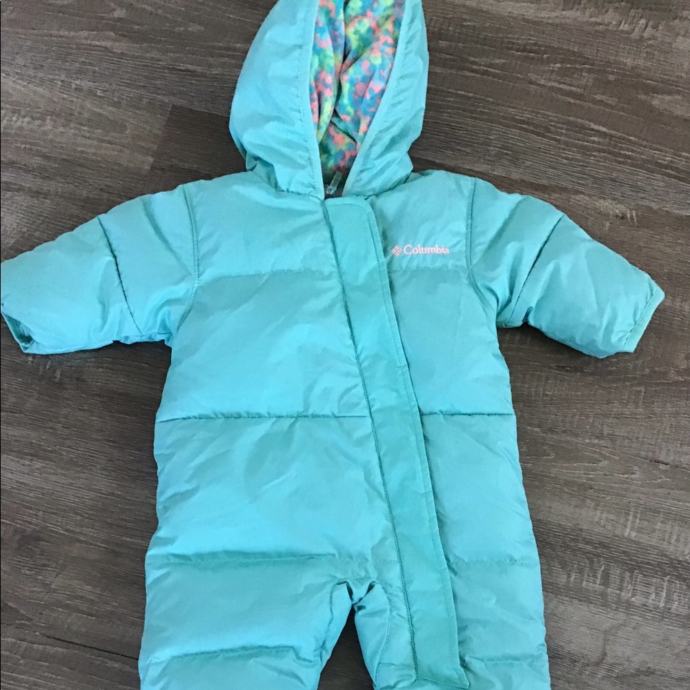 Columbia snow suit 0-3 months down girls